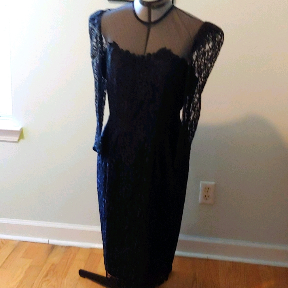 Vintage Nancy johnson black lace cocktail dress